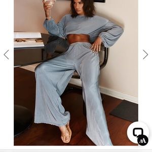 Maison Dusty Blue Pleated Pants